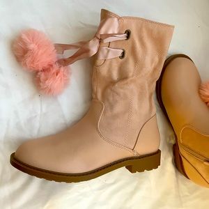 Girls' Boots Mid Calf Lug Sole Side Zipper